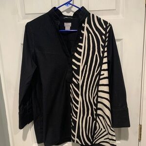 Chico's Black and White Tunic Top